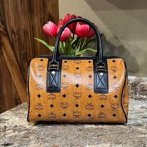 MCM EUC Visetos Boston Handbag